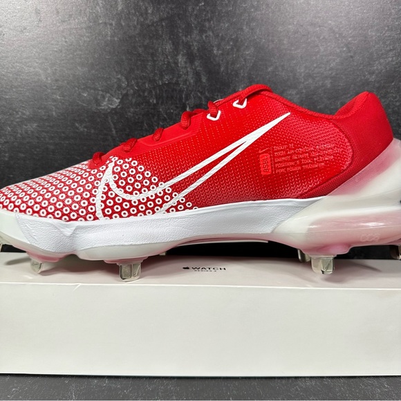 NIKE FORCE ZOOM TROUT 7 PRO UNIVERSITY RED MENS SIZE 9 METAL STUDS WHITE NEW - Picture 8 of 10